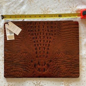 Brahmin Pecan Melbourne Brown Leather Pillow Cover Case 12 x 16 inch Crocodile